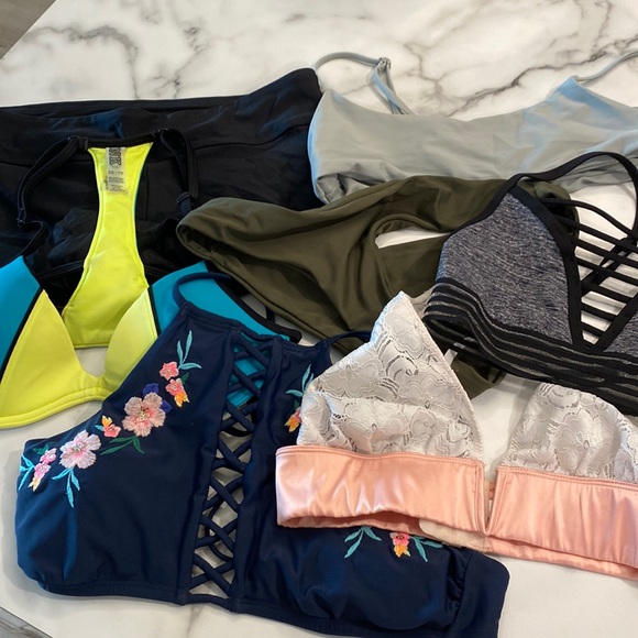 BUNDLE! 2 Swim Tops,1 Pair of Shorts , 2Bras! All size S & XS - Picture 1 of 11